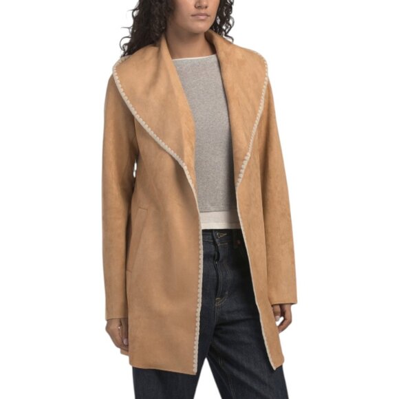 SOLITAIRE Faux Suede Wrap Jacket - Picture 1 of 3